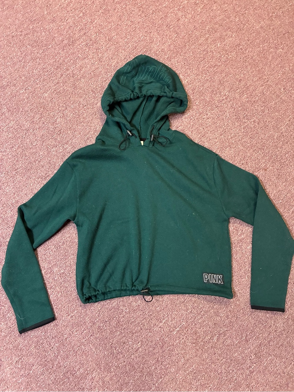 PINK Victoria's Secret Dark Green Hooded Pullover Sweater
